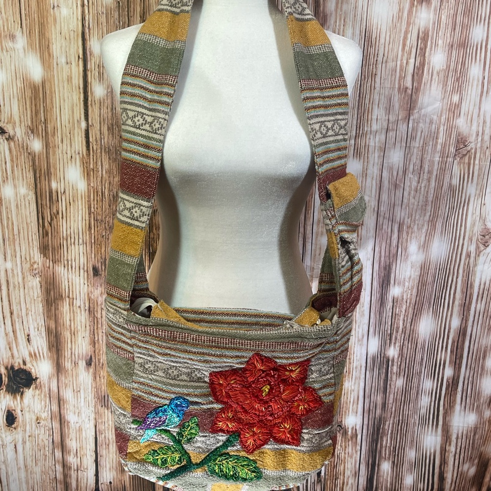Embroidered Boho Purse Crossbody Large
